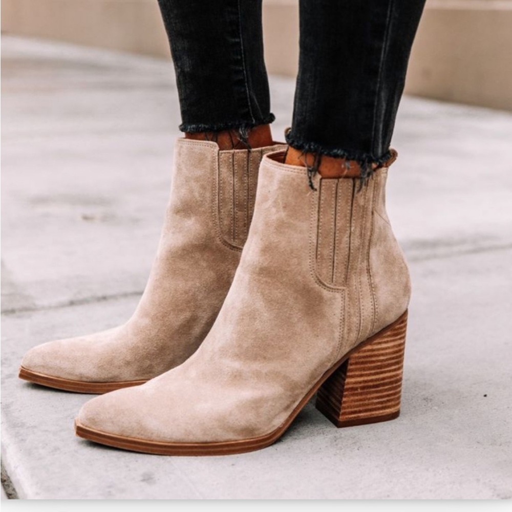 Marc Fischer Oshay Pointed Toe bootie in Natural Suede